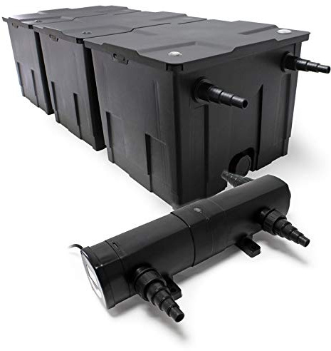 Wiltec Kit complet: CBF-350C Filtre de bassin jusqu'à 90000 L Biologique, CUV-224 lampe uv UVC Clarificateur avec 24 Watt Puissance UV-C