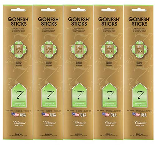 Gonesh Incense Sticks Classic Collection - No. 7 Perfumes of Earthly Wonders 5 Packs (100 Total)