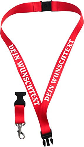 Geschenkartikel Schlüsselband 20 mm mit Verschluss bedruckt mit Ihrem Schriftzug/auch für Kids (rot)