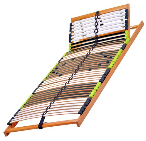 DaMi 7-Zonen Lattenrost Relax KV 100x200cm I mit 6 Härtestufen, Kopfteil verstellbar, Made in Germany, Buche & Birke, 42 Federholzeisten, Lattenrahmen zur Selbstmontage, extrem hochwertig & stabil
