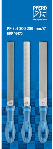 PFERD DIY 3-Piece File Set, 8 – Precision Hand Files with Ergonomic Handles, High Stock Removal, Durable Metalworking & Sharpening Tools - Part 16070