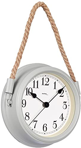 Technoline Lifestyle Wanduhr WT 7130, Dekorative Wanduhr, Nostalgie, Maritim, mit Kordel, grau, 22 cm