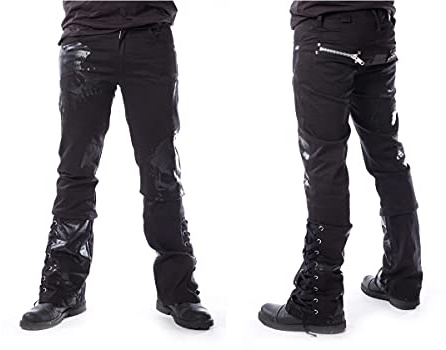 Vixxsin Adrian Pant Boot Cut herr tygbyxa svart cyklist, Gothic, Industrial, Rockwear