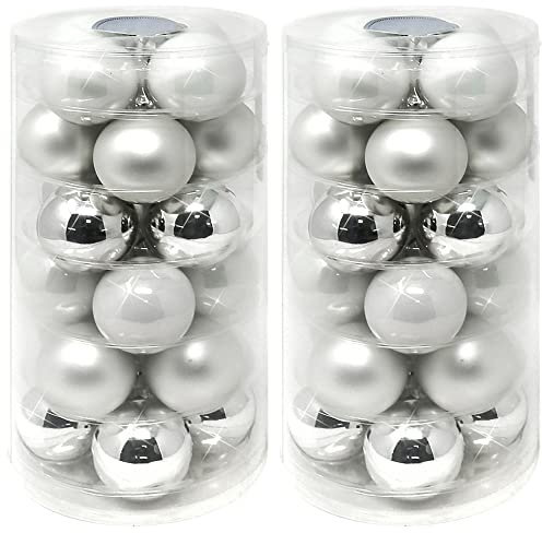com-four® 48x Weihnachtskugeln, Christbaumkugeln aus echtem Glas | Baumschmuck für den Christbaum - Ø 6 cm