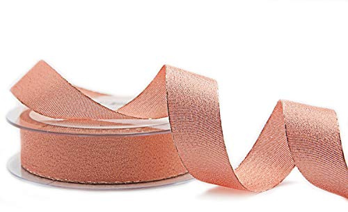 finemark 20 m x 25 mm Dekoband Vienna ROSA Gold Schleifenband Metallic Geschenkband glänzend Brokat Rosegold Rose Lurex Hochzeit Weihnachten Deko Band