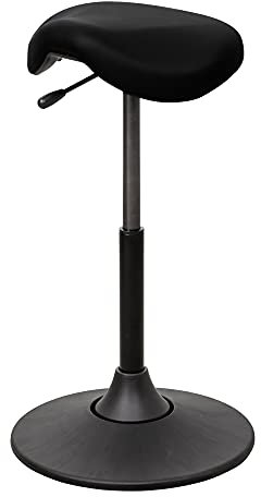 STIER Multibeweglicher Hocker, ergonomisch geformter Sattelsitz, schwarzes Kunstleder, höhenverstellbar 51-70 cm