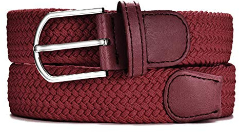 MASADA Cinturón de tela - Cinturón stretch elástico para hombres y mujeres 3,2 cm de ancho 110-120 cm de largo - Rojo oscuro