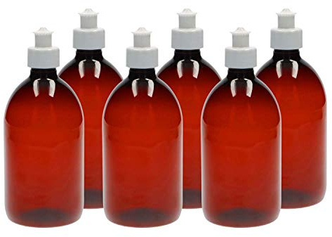 VENTON 6er Set Leere Plastikflaschen zum Befüllen 1L I Braune Abfüll-Flaschen aus Kunststoff mit Push-Pull Deckel I Reise-behälter I Nachfüllflaschen I Große leere Fläschchen 1L