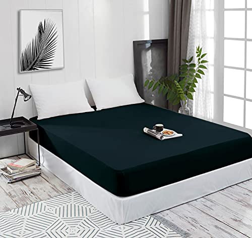 Mixibaby Spannbettlaken Jersey Spannbetttuch 100% Baumwolle Bettlaken Spannbettuch Laken 28 Farben, Größe:140 x 200 cm, Farbe:Dunkelgrün