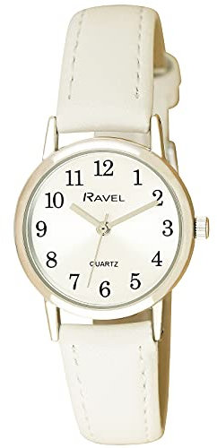 Ravel - Women's Pastel Coloured Everyday Watch (27mm case) - White/Silver Tone