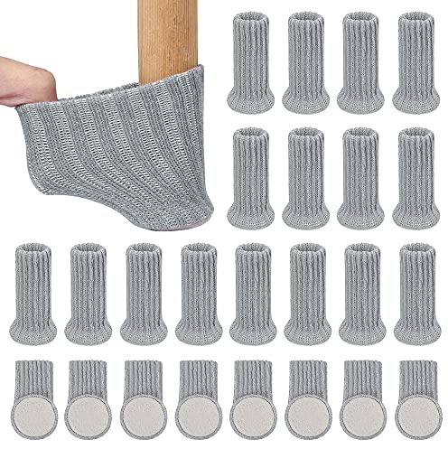 Calcetines de Silla Acolchados Antideslizantes para Muebles, Cojines Protectores de Piso NETUME 24 Calcetines Elásticos de Silla con Almohadillas de Fieltro para Patas de Muebles