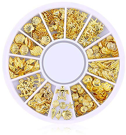 Nagel Gold Muschel Legierungen Metal Kunst Ozeannieten Nieten Nieten Charme Meer