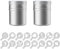 Intirilife Set de 18 poudriers - 2 secoueurs de poudre avec 16 pochoirs différents en Argent - Blanc - Pour décorer et saupoudrer les pâtisseries, le café, etc.