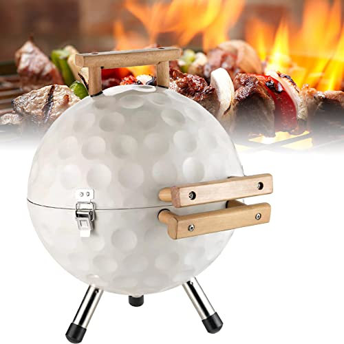 Barbecue Grill Tragbarer Holzkohleofen in Golfform Kugelgrill Runder Holzkohlegrill im Freien Faltbarer Kebabherd BBQ Grill, für Garten Camping Kochen und Grillen im Freien