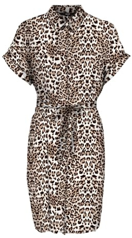VERO MODA Vmeasy Joy S/S - Vestido para Mujer, Tan/AOP: Liv, M
