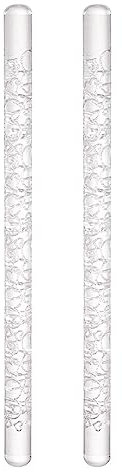 sourcing map 2pcs Acrylic Embossed Rolling Pin 6.3 Inch Heart 3D Pattern Acrylic Non-Stick Roller Fondant Embossing Clay Rolling Pin Textured for Baking Cookie Pastry Clay Dough
