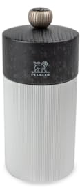 PEUGEOT - Salzmühle Line 12 cm - Klassische Mahlgradeinstellung - Aluminium und PEFC-zertifiziertes Holz - Französisches Know-how - Graphitfarben