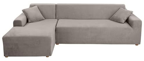 Mingfuxin L-Shaped Sofa Slipcovers, Stretch Crushed Velvet Sectional Couch Cover Slipcovers, Thick Plush Corner Sofa Covers with 2PCS Pillowcases for 3 Seaters + 3 Seaters L-Type Sectional Sofa Couch
