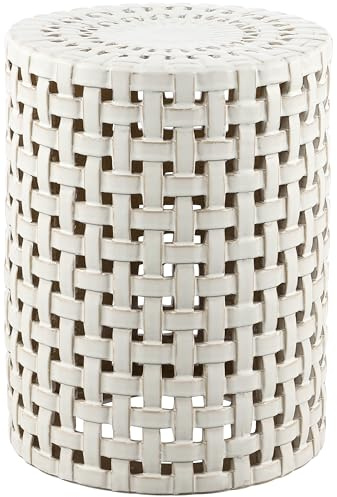 SAFAVIEH Home Collection Sayre Cream Ceramic 18-inch Decorative Accent Garden Stool for Living Room, Bathroom, Patio, Side Table, Plant Stand (Fully Assembled)