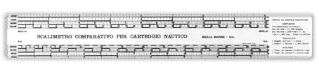 Scalimetro in pelx comparativo per carteggio nautico - convertitore di Miglia/Nodi/Chilometri - 37x5,5cm