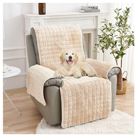 Sesselschoner Sesselauflage, Sesselschoner for Relaxsessel, Sesselschoner for Fernsehsessel mit armlehne Anti-Rutsch, Relaxsessel Bezüg Sesselüberzug for Zuhause mit Kindern und Haustieren Hund(Rice,1