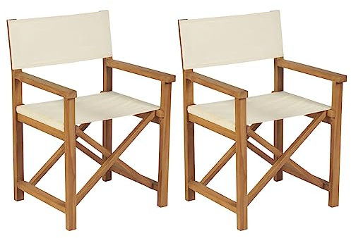 Lauuoeriau Heimartikel, zusammenklappbare Regiestühle, 2 Stück, massives Teakholz, Anzugmöbel