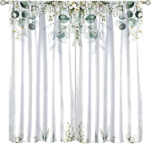 Vorhang Blickdicht Gardinen Mit Ösen - 2 Stücke 220 (B) X 215 (H) cm Verdunklungsvorhänge 3D Blumenpflanze Muster Thermovorhang Für Kinderzimmer Schlafzimmer Weihnachtsgardinen 9426352368604