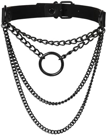 Gotica Rock Halskette Choker Lederkette, schwarze Choker für Damen und Mädchen, PU Damen Herren Punk Party, verstellbare Halskette mit Lederkragen
