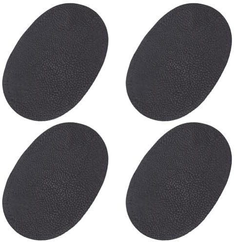GOMAKERER 2 Paar Ovale Ellenbogen Und Knieflicken Aus Stoff Zum Aufnähen Reparaturflicken Aus PU Leder Zum Aufnähen Applikationen Für Pullover Puffer Hosen Kleidungslöcher, 13.8x9.2cm, Schwarz