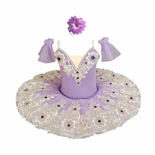 GiftGalore Falda de ballet para niños Falda de danza para niñas Falda de ballet con disco ajustado Programa de ballet Ropa de rendimiento colectivo(Purple,5-6 años)