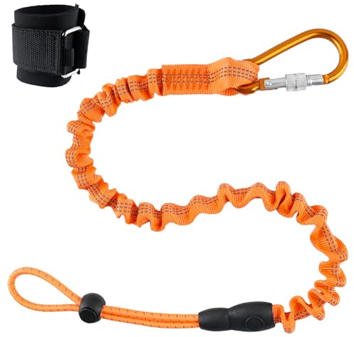 Anti-Drop Tool Tether for Power Tools, 15KG Load Capacity Safety Cord for Scaffolding, Construction, Home Renovation-Retractable Safety Tool Leash (Orange)