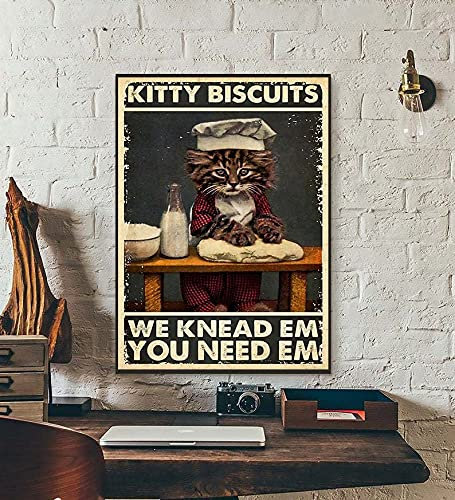 Kitty Biscuits We Knead Em You Need Em Metal Tin Sign Wall Decoration Cat Baking Art Cat Shut The Fucupcake Kitchen Wall Decor Print Wall Art Art Metal Tin Sign 8x12 Inch Plaque