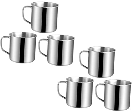 Alipis Lot De 6 Tasses En Acier Inoxydable 190 Ml Anse, Légères Et Incassables, Gobelets à Eau Pour Tout-petit, Usage Domestique Et École