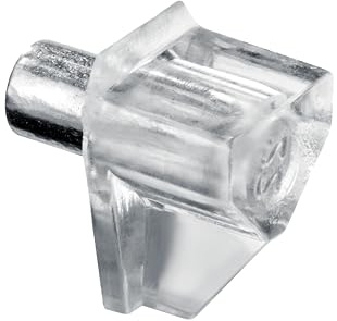 HSI Regalbodenträger 6mm aus Kunststoff transparent mit verzinktem Metallzapfen 100 Stk. - Bodenträger für Einlegeböden, Rostfreie Fachbodenträger mit Auflage