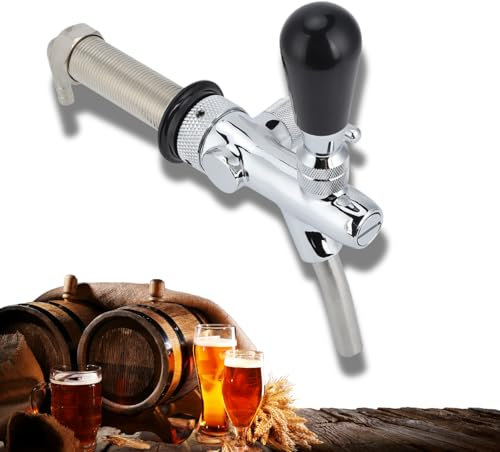 Rankomu Spillatore Birra da Casa Regolabile con Filetto G5/8 - Per Home Brewing, Bar e Ristoranti, in Ottone Cromato e Acciaio Inossidabile 304 (815g)