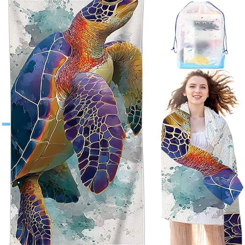 Telo Mare Grande 100x200 cm Viola Telo Mare Microfibra Assorbente Antisabbia Asciugatura Rapida Uomo e Donna Regalo Stuoia Spiaggia Tartarughe Marine per Piscina/Spiaggia/Picnic/Viaggi SYX1 P-2