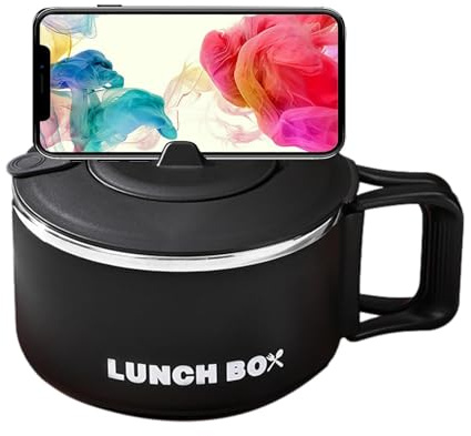 Bol De Ramen Avec Couvercle - Autocuiseur À Soupe De 1200 Ml, Tasse De Ramen Moderne | Bol De Nouilles En Acier Inoxydable, Décoration De Récipient En Dortoir, Plat De Micro-ondes De Bureau, Tasse De