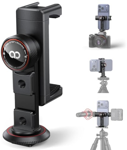 Lamicall Phone Tripod Mount Adapter with 3 Cold Shoe, Arca Port, 1/4 Screw