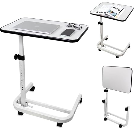Mobiclinic®, Mesa Auxiliar, Plegable, Altura Regulable, Inclinable, para Ordenador, Sofá, Cama, Reborde Antideslizante, Ruedas 360º con Frenos, Forma en C, Cumbre