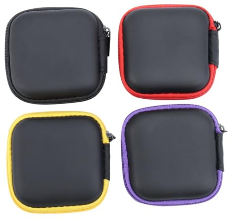 Tofficu 4pcs EVA Multi-use Earphones Holder Bag USB Cable Charging Cable Storage Case Travel Organizer Pouch in Black Red Purple Yellow for Electronics Accessories