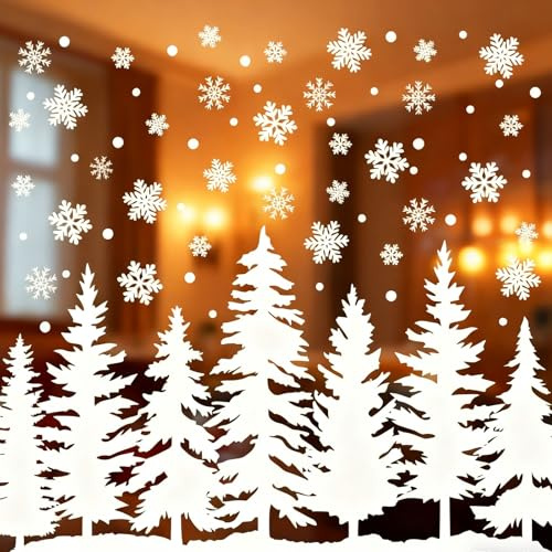 Xanthelle Fensterbilder Weihnachten, 9 Bögen Große Weihnachts-Fensterbilder, Winter Fensterdeko für Zuhause & Büro, Doppelseitige Aufkleber