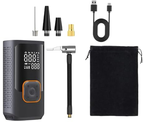Krujecnt Gonfiatore Pneumatici Portatile,Pompa Elettrica per Auto,Pompa ad Aria Portatile - per Camion, Moto, Biciclette e Gonfiabili