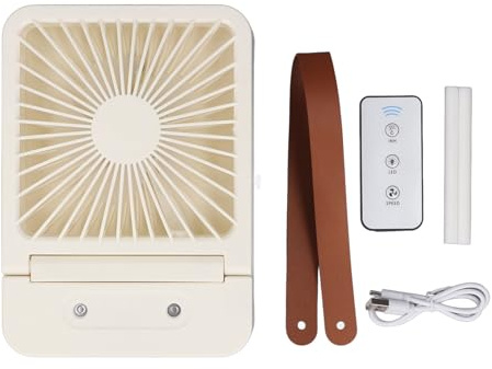 LIZEALUCKY Ventilador de aire acondicionado Mini enfriador de aire recargable de 3 velocidades Capacidad de enfriamiento mejorada Luz nocturna Control remoto Portátil para oficina Hogar