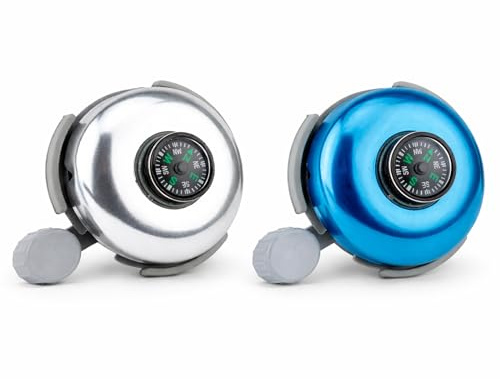 PARENCE. Set di 2 campanello per biciclette con bussola integrata - Campanello universale - Colore casuale - 2 pezzi