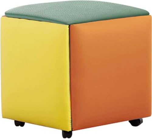 Divano 5 in 1 a forma di cubo con ruote girevoli, ottomana convertibile, sgabello impilabile, poggiapiedi mobile e sedia da toeletta, soluzione versatile