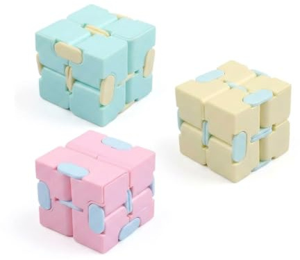 3 Pcs Infinity Cube, Fidget Cube Portable Multicoloured Sensory Cubes | Stress And Anxiety Relief, Portable, Killing Time, Cute Multicoloured