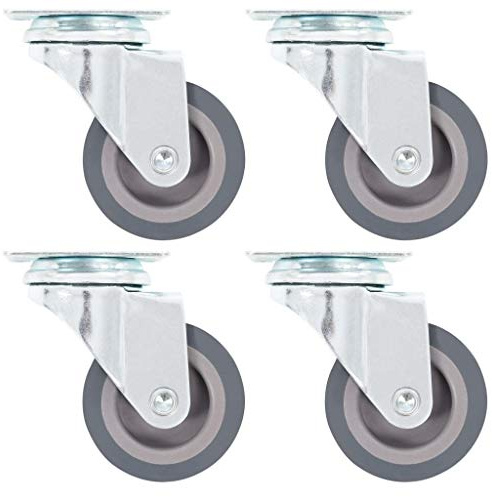Runheo Lot de 4 roulettes pivotantes - 50 mm - Gris - En fer TPR avec revêtement en zinc - Pour établi - Chariot à plateforme - Flux de matériaux - Technique de transport - Logistique d'entrepôt
