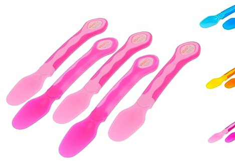 Vital Baby Babys erster Löffel/weiche Babylöffel/Beikostlöffel mit ergonomischen Flexisafe Griffen für Babys und Kleinkinder 5 Stück/ab 4-6 Monaten