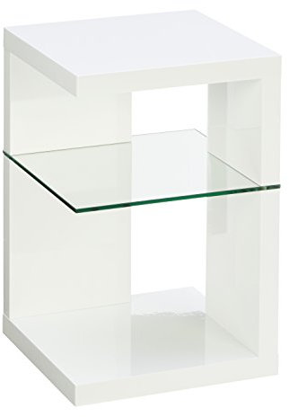 M2 Kollektion 516250 Beistelltisch / Nachttisch Domingo, Weiß Hochglanz, 40x40cm, Höhe 60cm