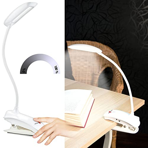 Lunartec Klemmleselampe: Schwanenhals-Klemm-Lampe mit 3-Watt-COB-LED und Akku, USB-Ladefunktion (Klemmleuchte kabellos, Klemmlampen, Tastatur)